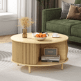 thumbnail image 6 of JOINICE Round Coffee Table with Storage and Flip Top,Circle Fluted Center Table,for Living Room,Oak, 6 of 9