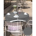 thumbnail image 5 of nqOlkjepod Farmhouse Black White Striped Outdoor Tablecloth with Umbrella Hole & Zipper, Modern Stripes Round Table Cover 54 Inch, Dining Waterproof Table Cloth Protector for Patio/Party/Picnic, 5 of 7