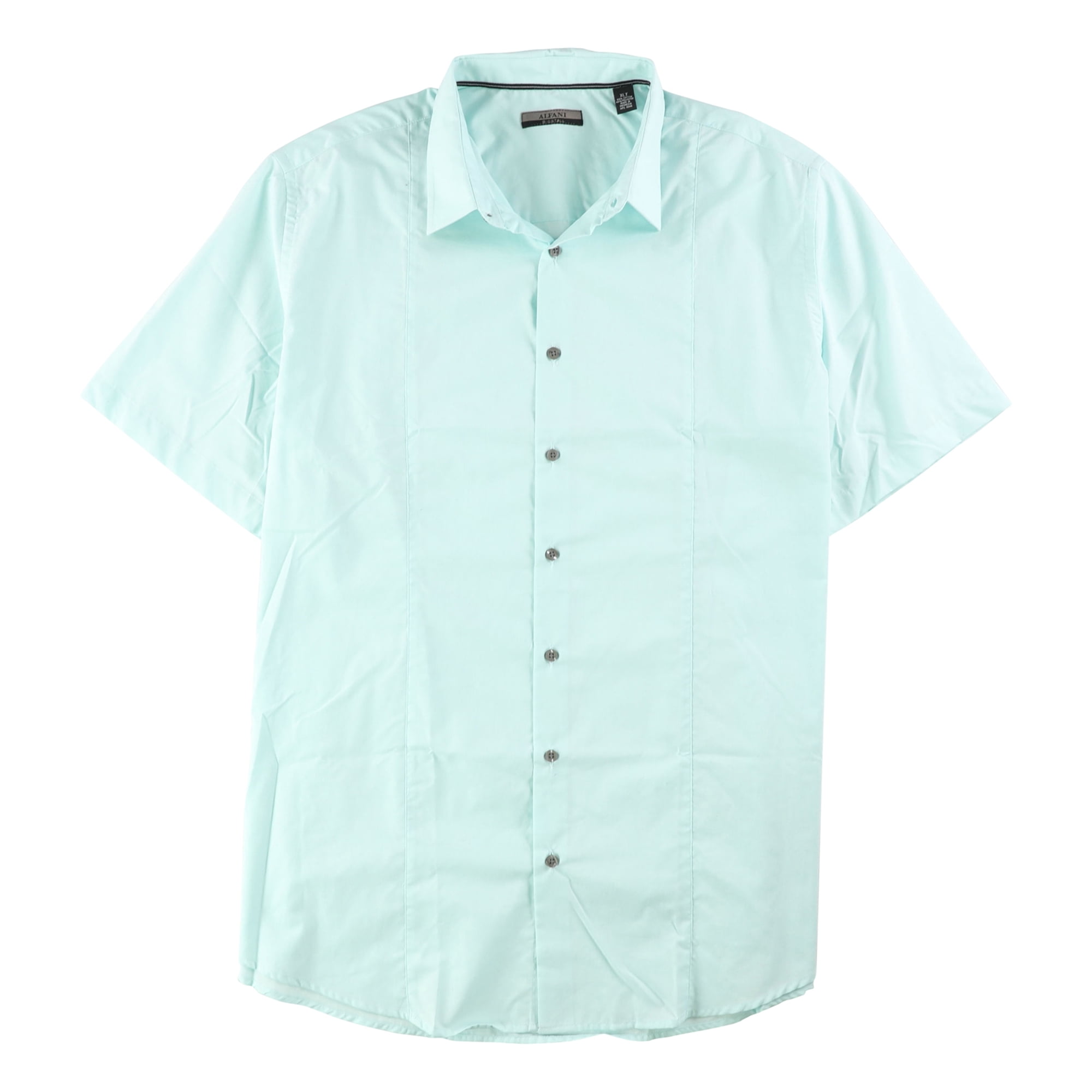 Alfani Alfani Mens Textured Button Up Shirt, Green, XLT