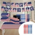 thumbnail image 2 of Lilixerw 4th of July USA Flag Tableware Set,Patriotic American Flag Disposable Plates,Cups,Napkins,Forks,Spoons,Knives for Memorial Day,Independence Day Party Supplies, 2 of 7