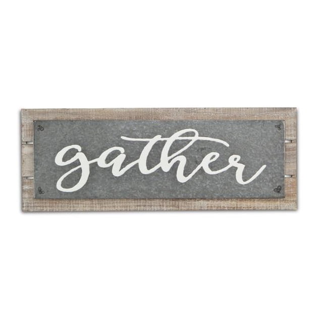 Cheungs 5425 Metal Wall Art on Wood Plank with Epoxy Printed Text - Gather