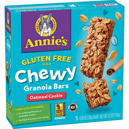 Annie s Gluten Free Chewy Granola Bars Oatmeal Cookie 4.9 oz 5 ct (Pack of 12)