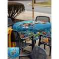 thumbnail image 4 of Outdoor Tablecloth with Umbrella Hole and Zipper, Funny Diving Giraffe Square Table Cloth 60x60 Inch Waterproof Tablecloth, Ocean Coastal Coral Fish Marine Life Picnic Table Cover for Patio Camping, 4 of 7