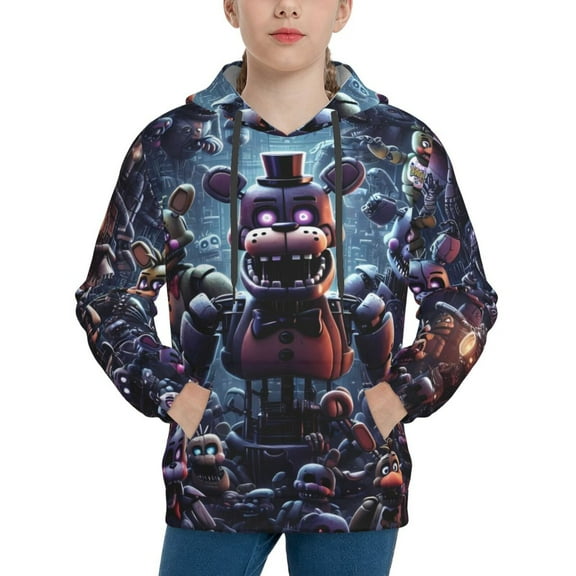 Saiise Unisex Kids Five Nights At Freddy'S Sweatshirt Boys Girls Hooded Kangaroo Pocket Pullover Hoodies-X-Large