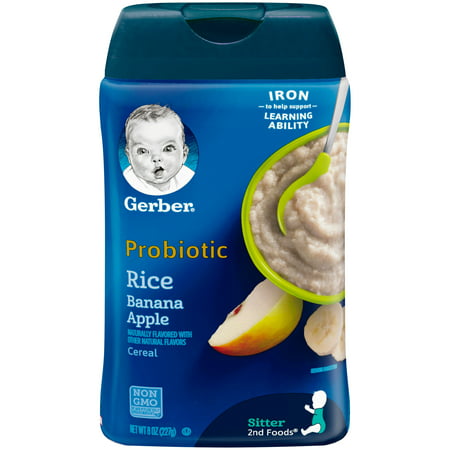 (6 Pack) Gerber Probiotic Rice Banana Apple Baby Cereal, 8