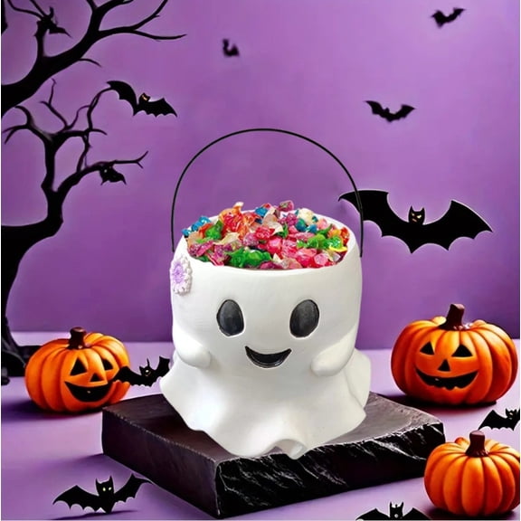 WonderHive Halloween Candy Bucket,Halloween Candy Holder,Halloween Candy Holder Pail With Handle,Trick Or Treat
