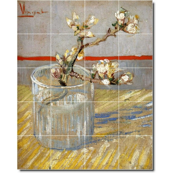 Ceramic Tile Mural-Vincent Van Gogh Still Life Floor Tile Mural 11. 32" w x 40" h using (20) 8 x 8 ceramic tiles