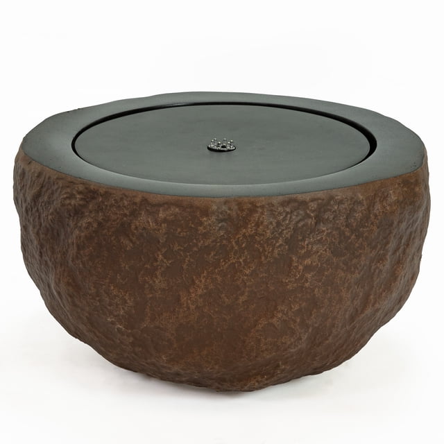 Sunnydaze Fontaine à Bulles en Polystone pour Intérieur/extérieur avec Bol Rond - Brun