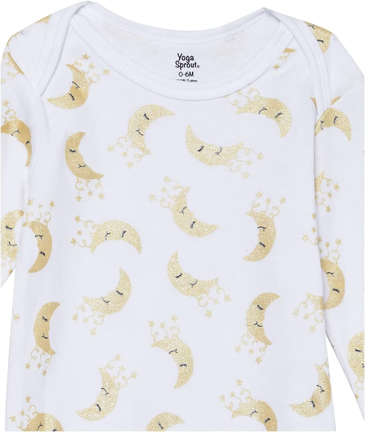 Yoga Sprout Baby Cotton Long-Sleeve Gowns 3pk, Metallic Moon, Preemie