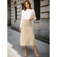 thumbnail image 2 of DARING DIVA Women's Sweater A Line Elastic High Waist Stretchy Midi Skirt S Apricot, 2 of 8