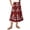 Wine, variant on Unir Women Symmetrical Ethnic Floral Print Multi-Tiered Flow Four Way Stretch Midi Skirt Drawstring Ruffle Waist Casual Side Pocket Long Bottom 1PC S-XXL Plus Size Friendly