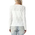 thumbnail image 3 of INSPIRE CHIC Jacquard Blouse for Women's Boat Neck Long Sleeve Fall Sheer Knit Top XL White, 3 of 6