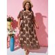 thumbnail image 2 of Vestido de talla grande con encaje estampado étnico Rosegal Vestidos Estampados Tallas Grandes, 2 of 5