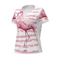 thumbnail image 3 of Wukai Flamingo Casual V-Neck Graphic Tees for Women: Lightweight and Breathable Summer Tops with Stylish Design-Large, 3 of 8
