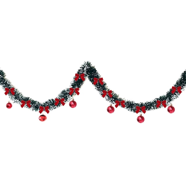 Christmas Tree Ribbon With Drawstring Floral Design And Pompoms 200 cm Long For Tree Or Window Decorations