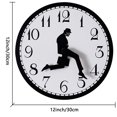 thumbnail image 2 of Vaupan Humanoid Wall Clock Novelty Creative Businessman Briefcase Walking Time Wooden Round Wall Clock, Silent Mute Clock Home Bedroom Office Decoration Personalized Clock Black Comedy Inspiration, 2 of 7
