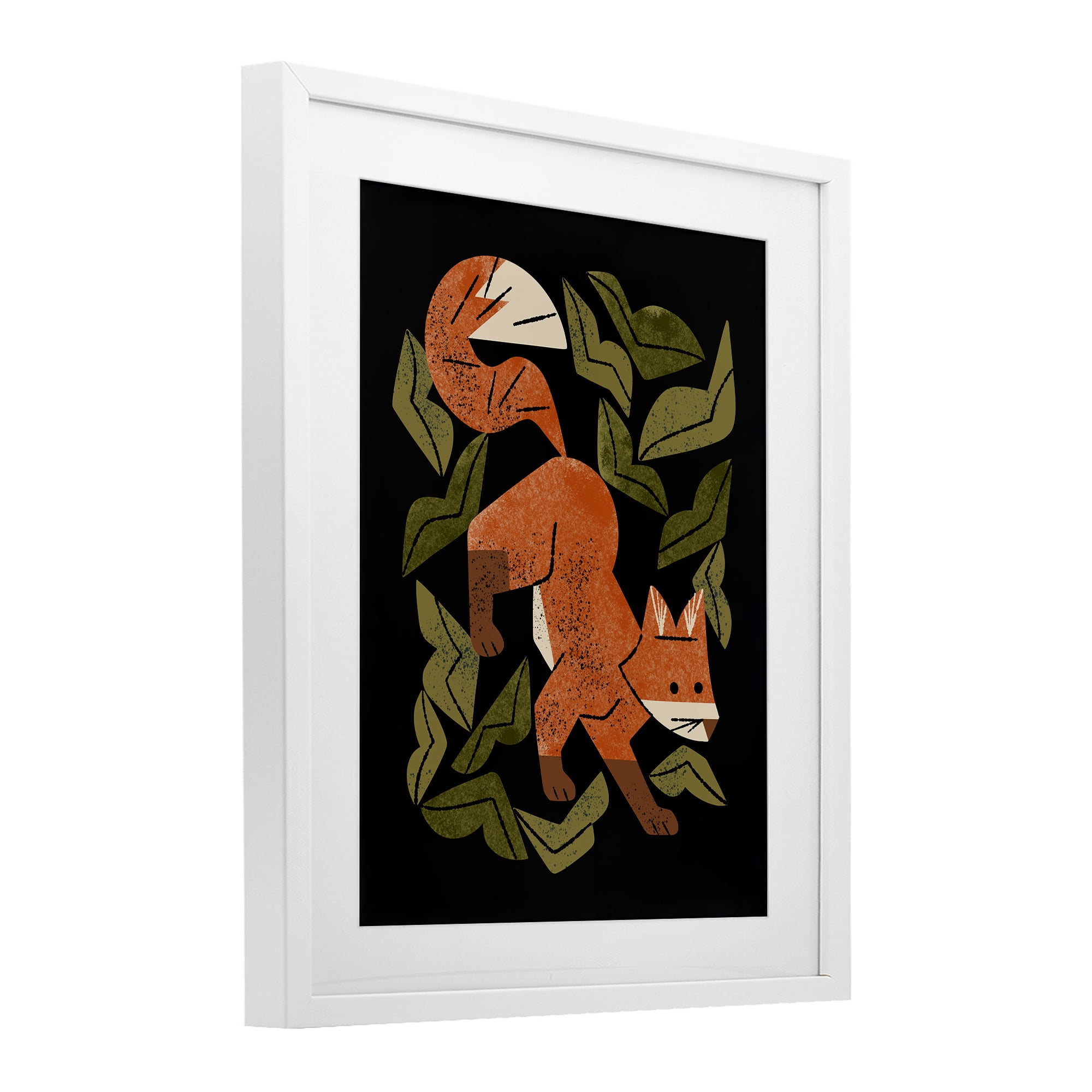 Stupell Industries Fox In The Brush White Framed Print Under Glass, design by Renea L. Thull