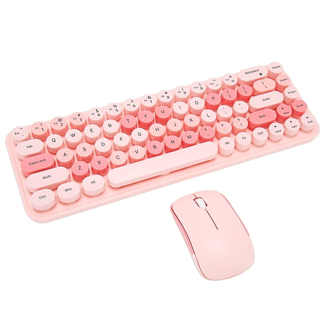 Combo de Teclado y Ratón Inalámbricos, Lindo Juego de Teclado y Ratón USB Inalámbrico delgado y Liviano de 2.4g, Teclado Ergonímico Con Teclas Redidas de 68 Teclas y Ratón