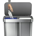 thumbnail image 5 of simplehuman 58 Liter / 15.3 Gallon Rectangular Dual Compartment Recycling Step, Brushed Stainless Steel with Soft-Close Plastic Lid Kitchen Trash Can, 5 of 5