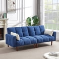 thumbnail image 2 of Multifunctional Futon Sofa Bed with Wooden Legs 2 Pillows Convertible Upholstered Guest Sleeper Adjustable Couch Sleeper Modern Leisure Sofa Bed Video Gaming Sofa, 2 of 8