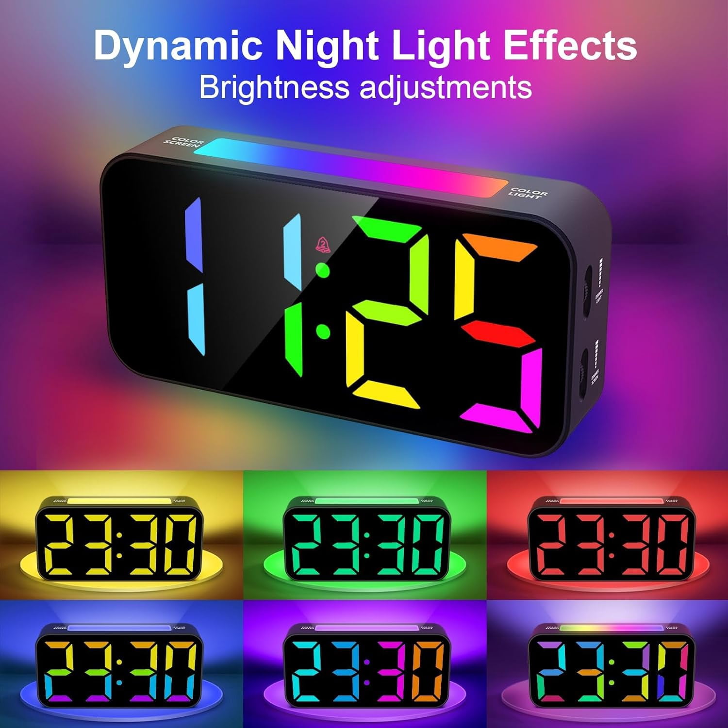 Loud Alarm Clocks for Bedrooms Heavy Sleepers, Plug-in Digital Bedside Clock with Night Light, Large Display, Dual Alarm, Snooze, Dimmable Kids Teens Boys Girls