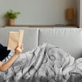 thumbnail image 3 of Black and White Soft Flannel Fleece Blanket, Doodle Design Abstract Curled Waves Pattern Asymmetrical Spirals Theme, Cozy Plush for Indoor and Outdoor Use, 60" x 80", Black and White, by Ambesonne, 3 of 5