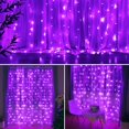 thumbnail image 2 of Cadena de luces para cortina de 300 LED, 9.8 pies x 9.8 pies, 8 modos de iluminación, cadena de luces para ventana, boda, fiesta, hogar, jardín, dormitorio, decoración de pared interior al aire libre (púrpura) ER, 2 of 4