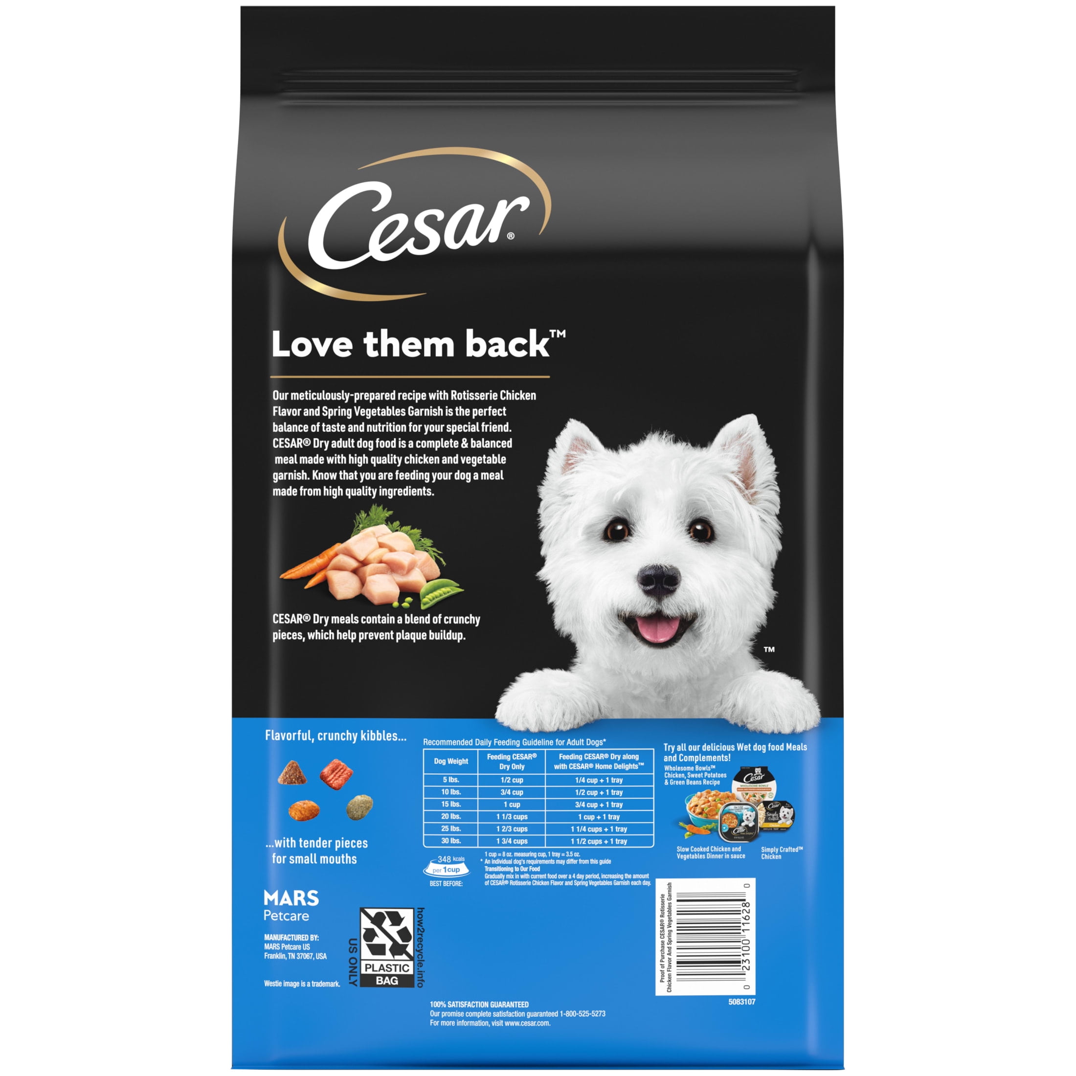 Cesar Dry Dog Food, Rotisserie Chicken Flavor and Spring Vegetables, Small Breed, 5 lb Bag