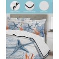 thumbnail image 4 of Quilts Queen Size Bedding Set, Navy Blue Coastal Lightweight Quilted Comforter, Nautical Summer Beach Ocean Coral Wooden Reversible Bedspread Coverlet with Pillow Covers for All Season, 90" x 96", 4 of 7