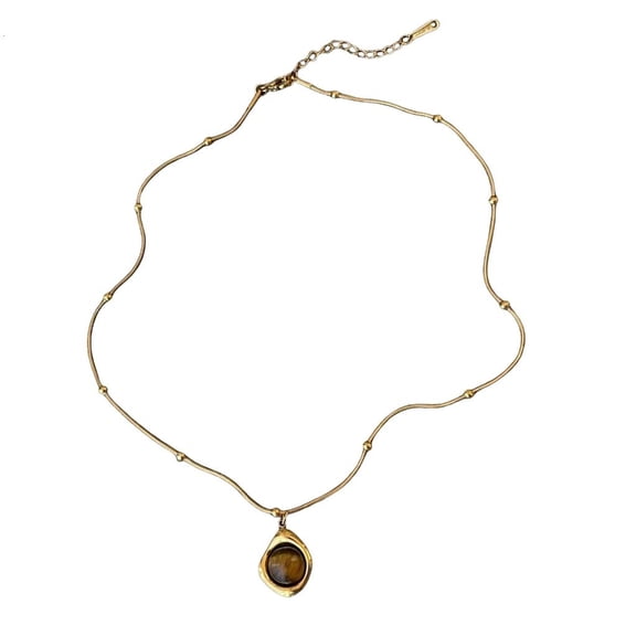 lanema Natural Colorful Bead Necklace Adjustable Length Neckchain Alloy Chain Choker Jewelry Fashion Accessories