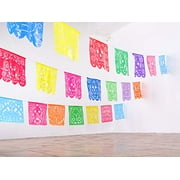 5 Pk Plastic Day of The Dead Decorations Outdoor, Dia de Muertos Banners Over 75 ft of Papel Picado B45