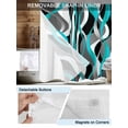thumbnail image 3 of No Hook Cloth Fabric Shower Curtain with Snap in Liner, Aqua Stripe Waterproof Shower Curtains Set with See Through Top Window, Ombre Grey Moire Geometric Modern Abstract Bath Curtains Shower 60"x72", 3 of 6