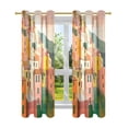 thumbnail image 7 of Yayeee Window Curtains Light Filtering 63"x52" Grommet Panel Pair Home Living Room Decor, Pink Cityscape Painting, 7 of 7