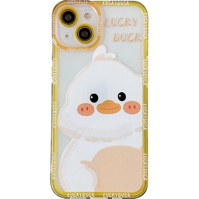 Funda transparente transparente para iPhone con lindo animal de pato de dibujos animados (amarillo, iPhone 13promax) JAMW Sencillez