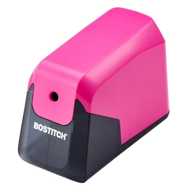 Bostitch - Sacapuntas de batería para oficina, 4 veces más larga vida útil, tecnología de ahorro de puntas, color rosa