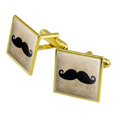thumbnail image 1 of Curly Mustache Square Cufflink Set - Silver or Gold, 1 of 5