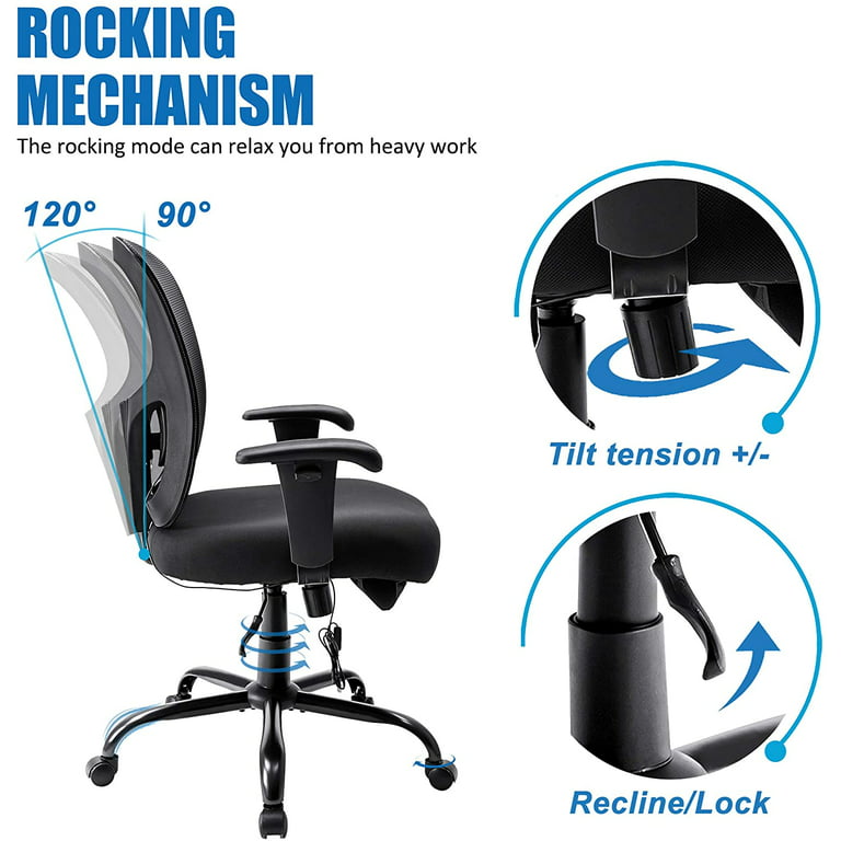 Efomao Fabric Office Chair, Big and Tall Office Chair 400 lb Weight  Capacity, High Back Executive Office Chair with Foot Rest, Ergonomic Office  Chair