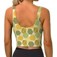 thumbnail image 3 of Vsdgher Bee honey Print Women Sleeveless Athletic Tank Top Built-in Bra Camisole Sports Vest for Yoga Running Fitness Exercise with Removable Pads, 3 of 8