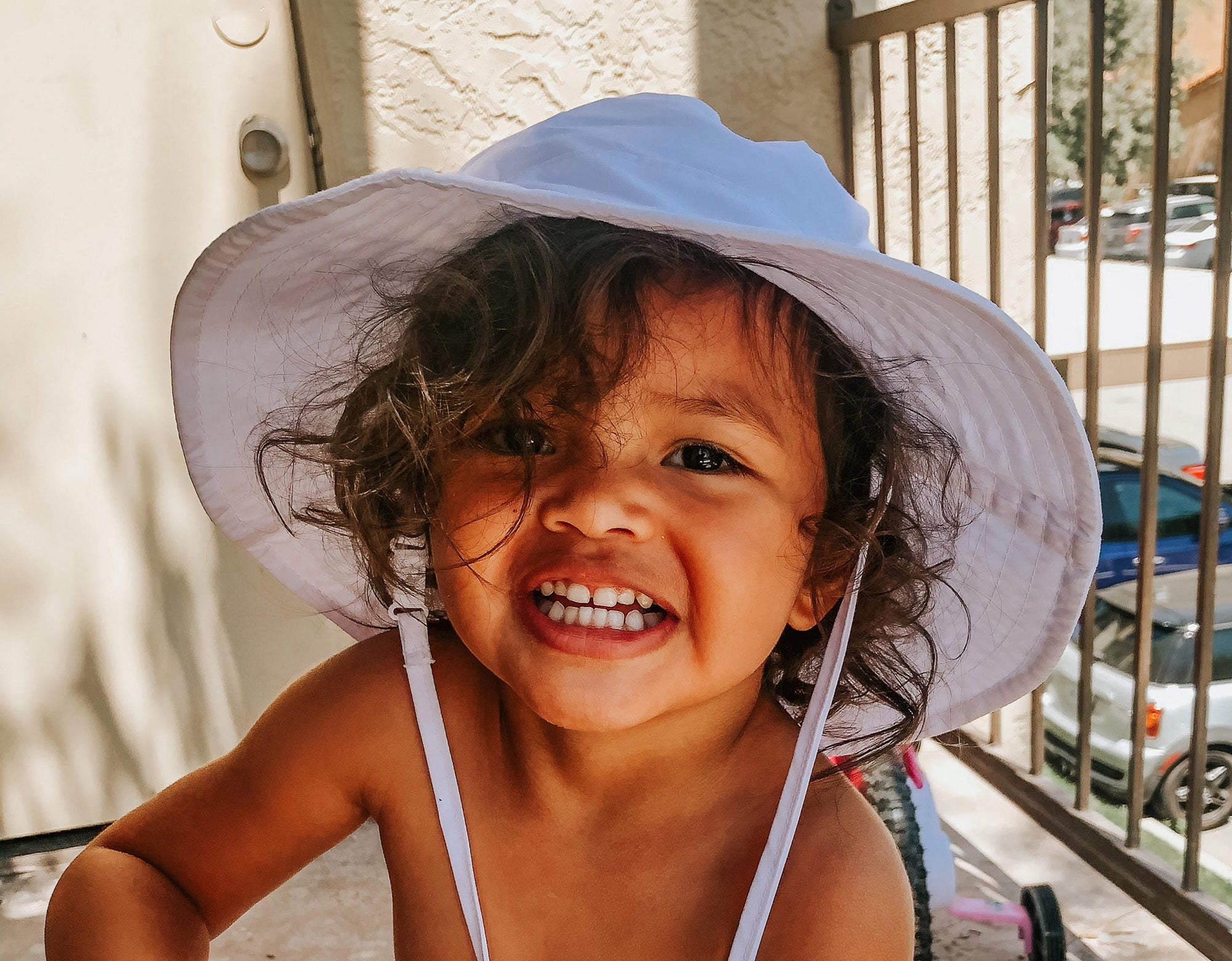 White Infant Sun Protection Bucket Hat 