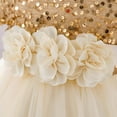 thumbnail image 6 of LNWUY Baby Girls Dress Sequined Flower Girl Dress Toddler Princess Tulle Pageant Ball Gowns for Wedding and Party Gold 100, 6 of 8