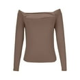 thumbnail image 6 of JYnXIANTI Going out Tops for Women off Shoulder Long Sleeve Shirts for Women Fall Fashion Slim Fitted Ruched Tight Tee Clothes, 6 of 6