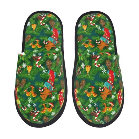 Balery Cute Christmas Stocking Bear Slient Indoor Furry Fleece Comfort House Shoes Soft Non-Slip Home Shoes Cotton slippers House Slippers-- Large