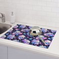 thumbnail image 6 of Sikiie cool flower Skull Dish Drying Mat, Kitchen Counter Mat, Self Drying Mat for Kitchen Counter Dish Drying Pad ,for Dishes, Utensils, Pots and Pans（24" x 18"）, 6 of 7