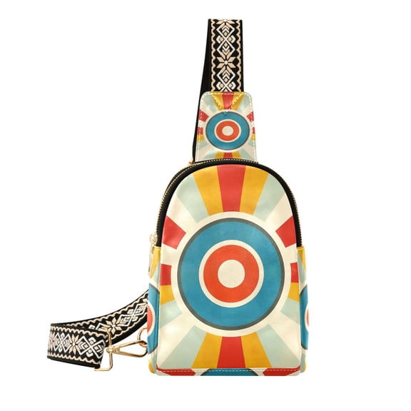 FORMRS Womens Crossbody Sling Bag Travel Daypack Shoulder Chest Backpack, Colorful Circles