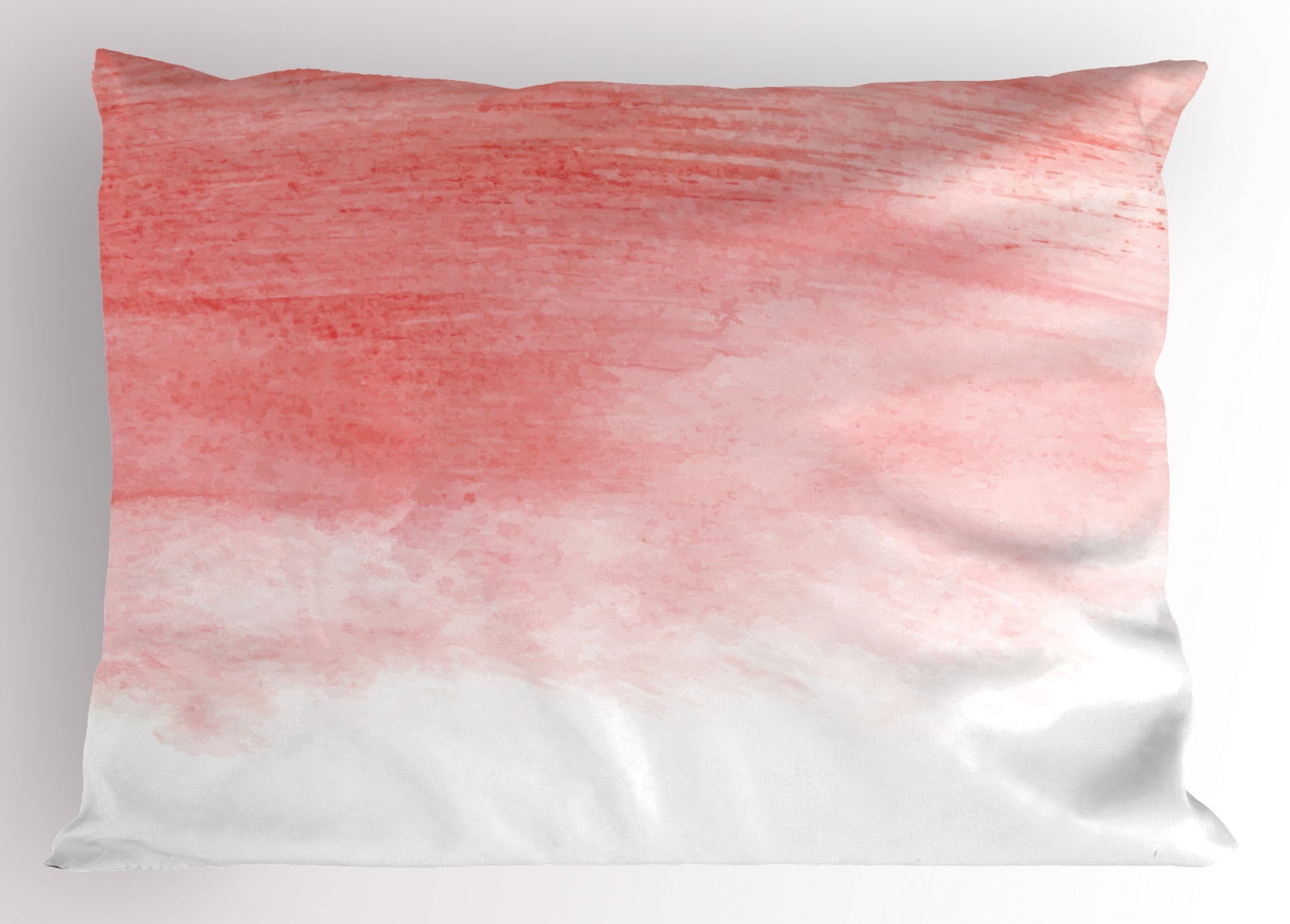 Peach Pillow Sham Hand Drawn Watercolor Style with Brush Strokes with Ombre Effect Artistic