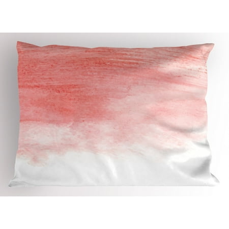 Peach Pillow Sham Hand Drawn Watercolor Style With Brush Strokes