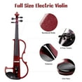 thumbnail image 2 of 4/4 Electric Violin Full Size Wood Silent Fiddle Musical Instrument Fittings Headphone Jujube Red, 2 of 11