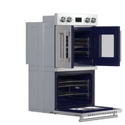 Forno Gallico 30-Inch Electric French Door Double Oven, Stainless Steel, Convection Cooking, Touch Control Panel, Self-Cleaning Function