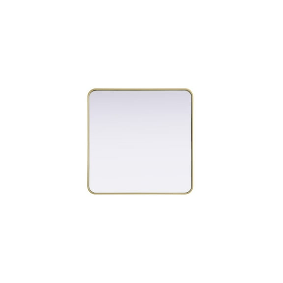 Elegant Decor Contour Metal Square Mirror 30x30 in Brass