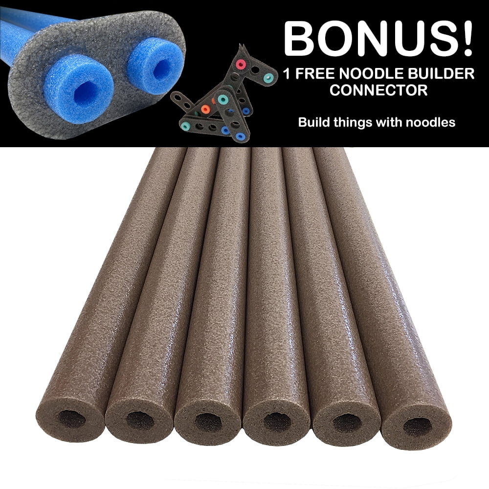 Oodles of Noodles Deluxe Foam Pool Swim Noodles 6 PACK Brown 52 Inch